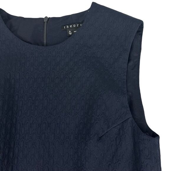 Theory Shell Jacquard Textured Navy Wool Blend Top size XS Sleeveless - Picture 5 of 10